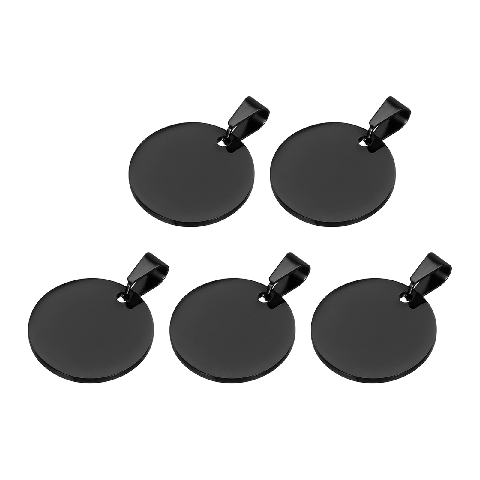 Uxcell Metal Round Tags Stamping,Black Blank Dog Tags 0.98 Inch Circle DIY Engraving Blank Tags