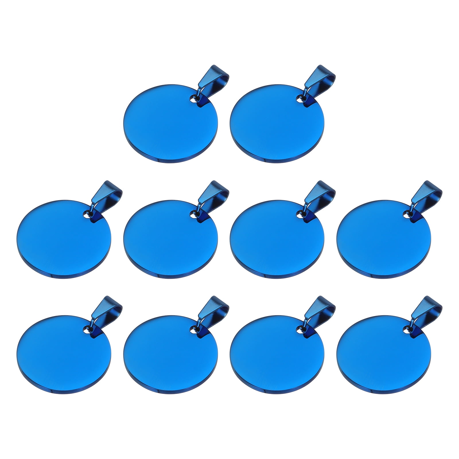 Uxcell Metal Round Tags Stamping,Blue Blank Dog Tags 0.98 Inch Circle