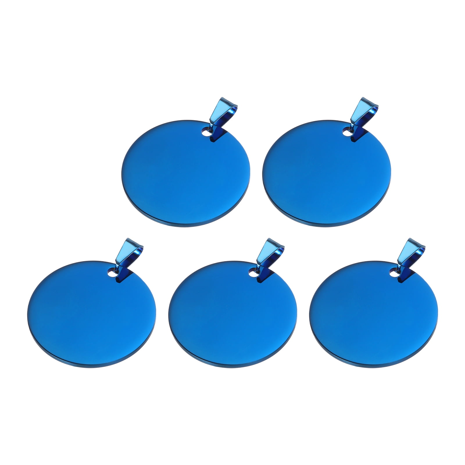 Uxcell Metal Round Tags Stamping,Blue Blank Dog Tags 1.38 Inch Circle