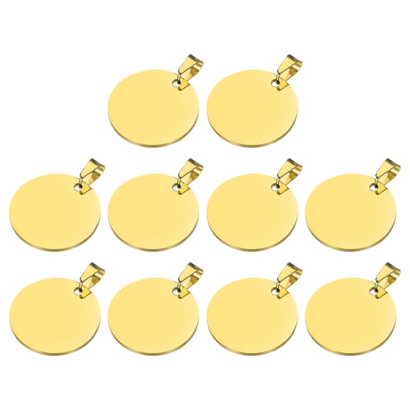 Uxcell Metal Round Tags Stamping,Gold Blank Dog Tags 1.18 Inch Circle DIY Engraving Blank Tags 10 Pcs for Pet ID Tags