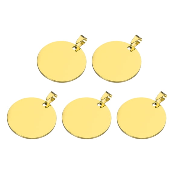 Uxcell Metal Round Tags Stamping,Gold Blank Dog Tags 1.38 Inch DIY Blank Tags 5Pcs