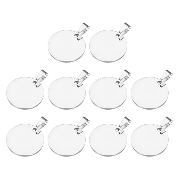 Uxcell Metal Round Tags Stamping,Silver Blank Dog Tags 0.98 Inch Circle DIY Engraving Blank Tags 10 Pcs for Pet ID Tags