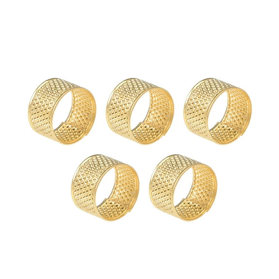 Uxcell Metal Sewing Thimble Yellow Ring Finger Thimbles 5 Pack