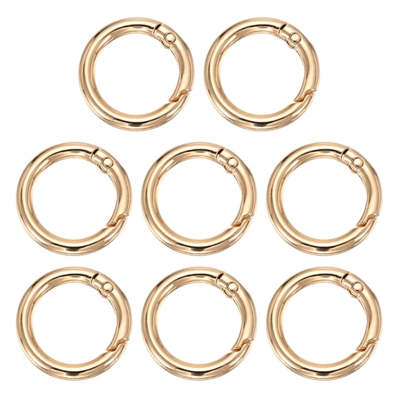 Uxcell Metal Spring O Ring, Round Carabiners Clips, Trigger Keyrings Snap Hook Buckle 1.1 Inch & 8 Pcs & Light Gold -Fitting for (Purse/Handbags)