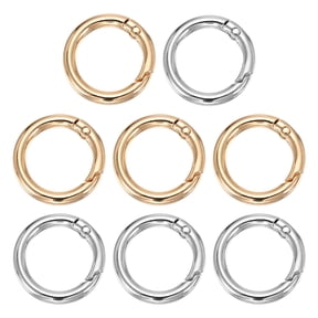 Uxcell Metal Spring O Ring, Round Carabiners Clips, Trigger Keyrings Snap Hook Buckle 1.1 Inch & 8 Pcs & Light Gold/Silver -Fitting for (Purse/Handbags)