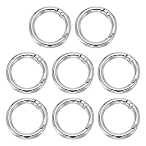 Uxcell Metal Spring O Ring, Round Carabiners Clips, Trigger Keyrings Snap Hook Buckle 1.1 Inch & 8 Pcs & Silver -Fitting for (Purse/Handbags)