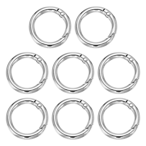 Uxcell Metal Spring O Ring, Round Carabiners Clips, Trigger Keyrings Snap Hook Buckle 1.1 Inch & 8 Pcs & Silver -Fitting for (Purse/Handbags)
