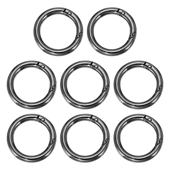 Uxcell Metal Spring O Ring, Round Carabiners Clips, Trigger Keyrings Snap Hook Buckle 1.4 Inch & 8 Pcs & Black -Fitting for (Purse/Handbags)