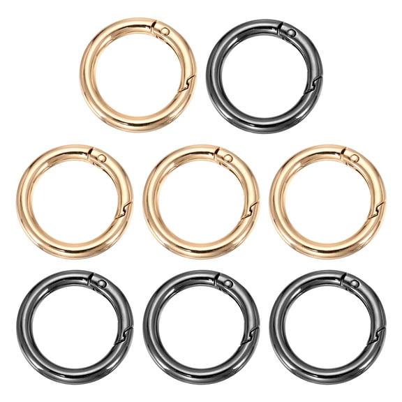 Uxcell Metal Spring O Ring, Round Carabiners Clips, Trigger Keyrings Snap Hook Buckle 1.4 Inch & 8 Pcs & Light Gold/Black -Fitting for (Purse/Handbags)