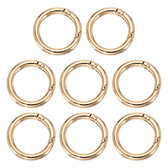 Uxcell Metal Spring O Ring, Round Carabiners Clips, Trigger Keyrings Snap Hook Buckle 1.4 Inch & 8 Pcs & Light Gold -Fitting for (Purse/Handbags)