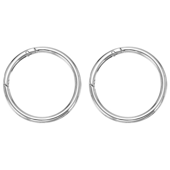 Uxcell Metal Spring O Ring, Round Carabiners Clips, Trigger Keyrings Snap Hook Buckle 2.4 Inch & 2 Pcs & Silver -Fitting for (Purse/Handbags)
