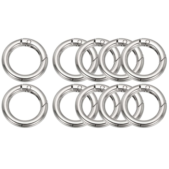 Uxcell Metal Spring O Rings 0.75", 10 Pack Zinc Alloy Round Snap Clip Keyring Buckle for DIY Crafts, Silver