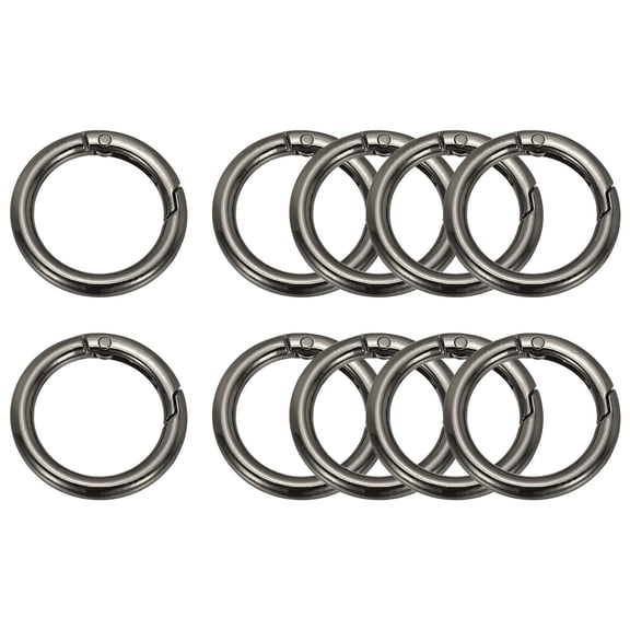 Uxcell Metal Spring O Rings 1", 10 Pack Zinc Alloy Round Snap Clip Keyring Buckle for DIY Crafts, Gray Black
