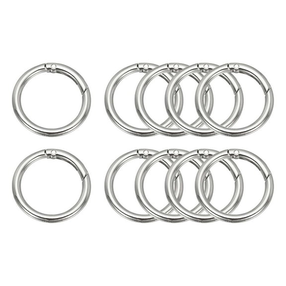 Uxcell Metal Spring O Rings 1.25", 10 Pack Zinc Alloy Round Snap Clip Keyring Buckle for DIY Crafts, Silver