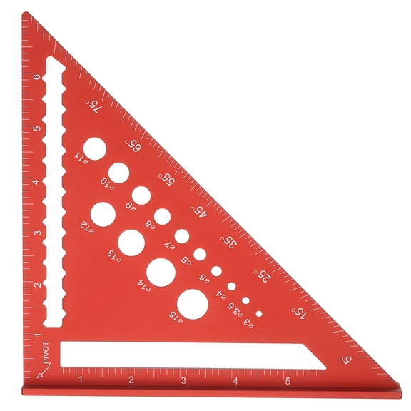 Uxcell Metal Square Ruler 7" Aluminum Alloy Carpenter Square Imperial Woodworking Rafter Square Precision Scribing Tools with Rafter Conversion Table for Measuring and Marking, Red