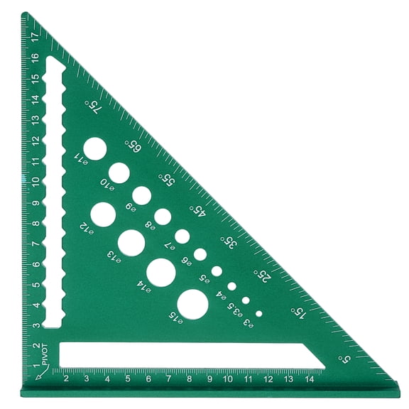 Uxcell Metal Square Ruler 7" Aluminum Alloy Carpenter Square Metric Woodworking Rafter Square Precision Scribing Tools with Rafter Conversion Table for Measuring and Marking, Green