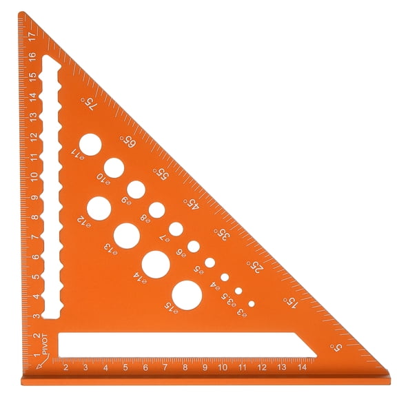 Uxcell Metal Square Ruler 7" Aluminum Alloy Carpenter Square Woodworking Rafter Square Precision Scribing Tools with Rafter Conversion Table for Measuring and Marking, Orange