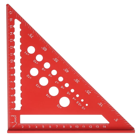 Uxcell Metal Square Ruler 7" Aluminum Alloy Carpenter Square Woodworking Rafter Square Precision Scribing Tools with Rafter Conversion Table for Measuring and Marking, Red