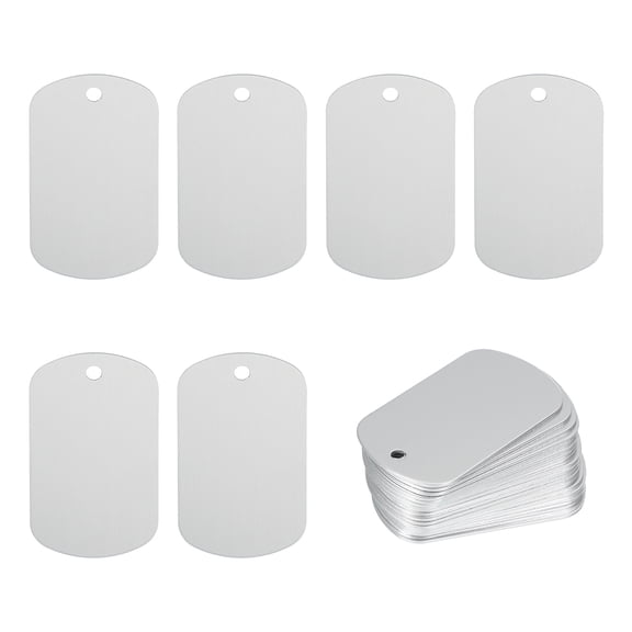 Uxcell Metal Stamping Blanks Tags Anodized Aluminum Blank Dog Tags Rectangle Laser Engraving Blanks ID Name Silver