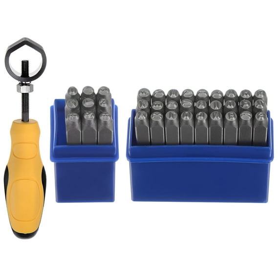 Uxcell Metal Stamping Kit, 1/8" (3mm) A-Z/0-8 Punch Press Tool for Metal Wood Leather, Silver