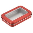 thumbnail image 1 of Uxcell Metal Tin Box, 3.43" x 2.36" x 0.71" Tinplate Storage Containers with Clear Lids, Red, 1 of 5