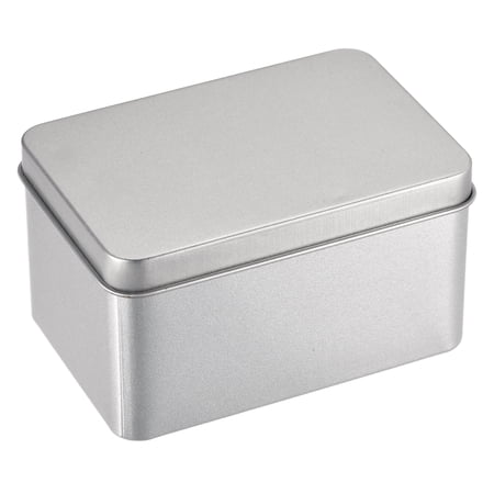 Uxcell Metal Tin Box Rectangular Empty Tinplate Storage Containers with Lids Silver Tone 4.21" x 2.87" x 2.36"