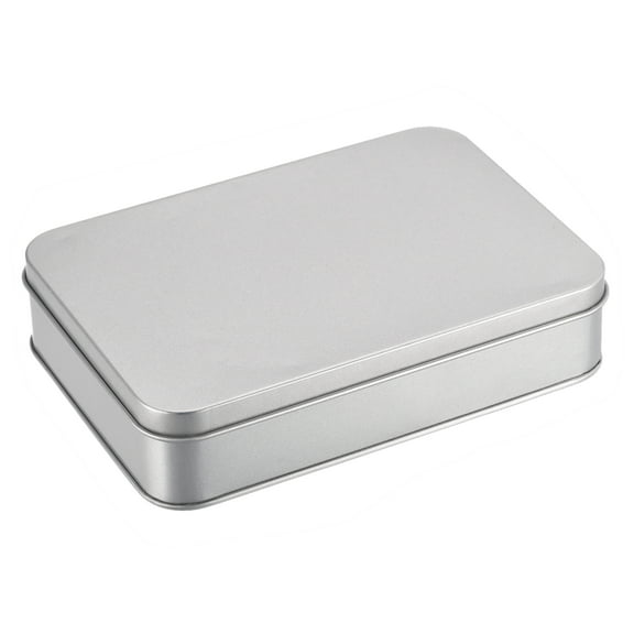 Uxcell Metal Tin Box, 6.3" x 4.33" x 1.38" Rectangular Empty Tinplate Storage Containers with Lids, Silver Tone