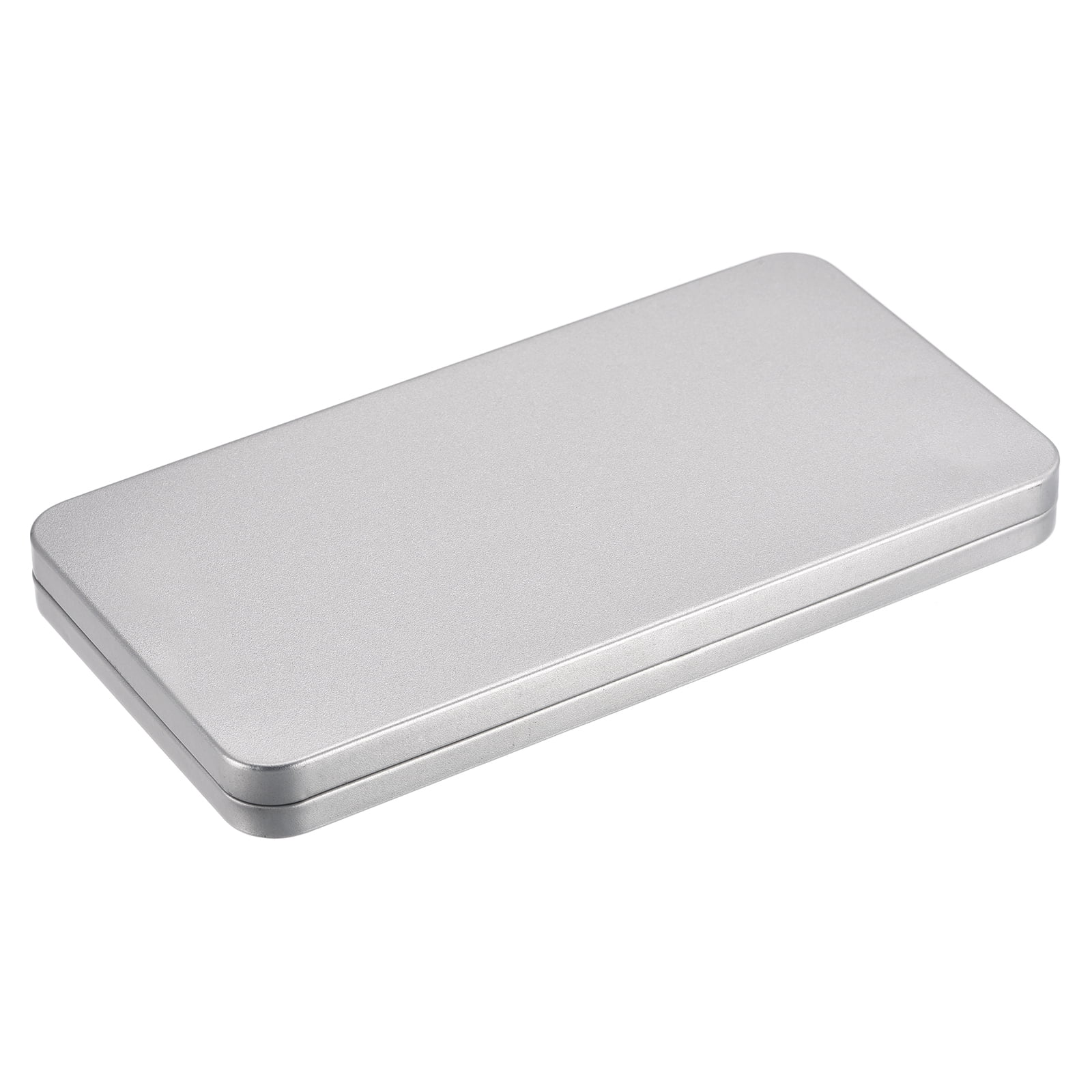 Gerich Metal Rectangular Empty Hinged Tins - Pack of 12 Silver