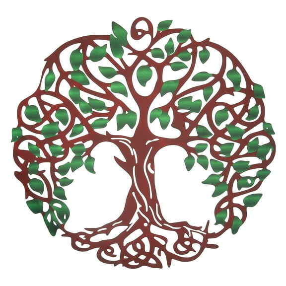 Uxcell Metal Tree Wall Decor, Tree of Life Wall Sculpture Ornament Hanging Wall Decoration, Green Brown