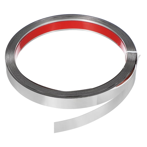 Uxcell Metal Wall Trim 13.1ft x 0.59" Peel and Stick Stainless Steel Trim, Silver