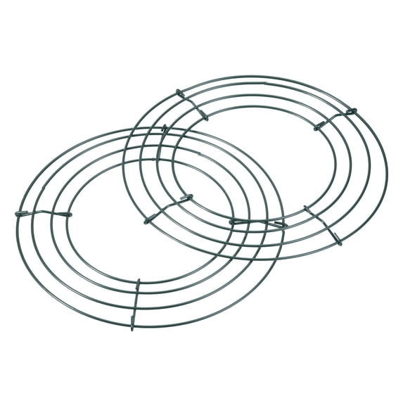8" Metal Wire Wreath Form Hanger For Christmas Wedding Party Arrangement Green 2Pcs, Green