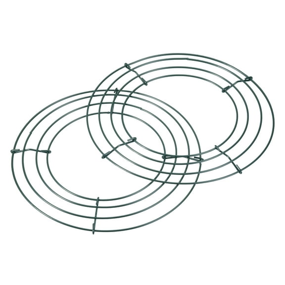 8" Metal Wire Wreath Form Hanger For Christmas Wedding Party Arrangement Green 2Pcs, Green