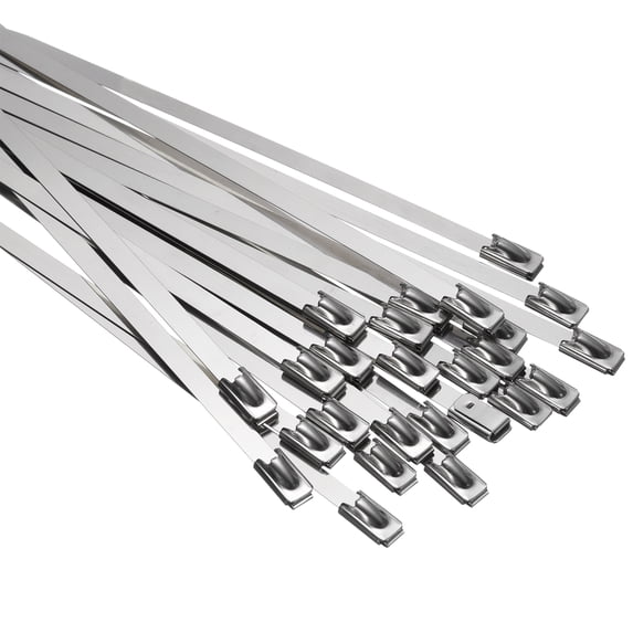 Uxcell Metal Zip Ties, 25 Pcs Self-locking 304 Stainless Steel Cable Ties, 19.7 Inch