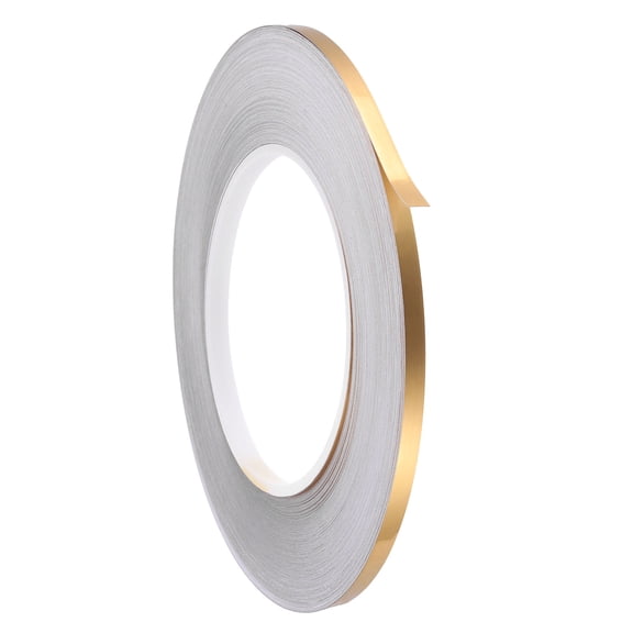 Uxcell Metalized Polyester Film Tape (0.2 Inch x 164 FT) - Waterproof Self-Adhesive Gap Foil Decor Tape Ceramic Beautiful Seam Stickers for Wall/Cabinet/Kitchen/Door, Gold
