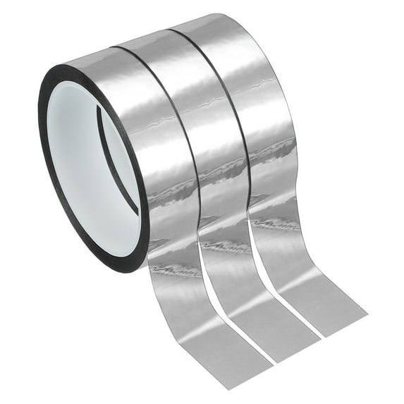 Uxcell Metalized Polyester Film Tape Metallic Decor Tape Adhesive Mirror Tape Glossy Silver 1 in x 55 Yards
