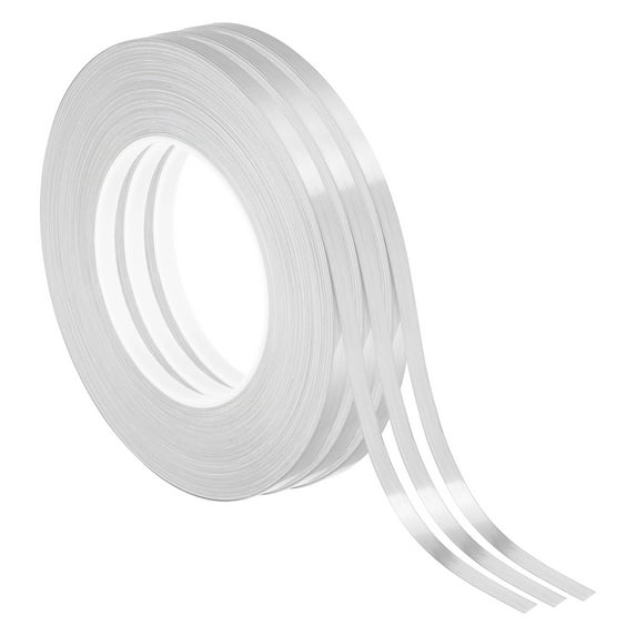 Uxcell Metalized Polyester Film Tape, Metallic Decor Tape for Detailing Accent Wall Brushed Silver, 1/4 inch x 55 Yards, 3 Pack