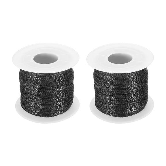 Uxcell Metallic Cord Set 1mm 109 Yards Metallic Ornament String Deep Black