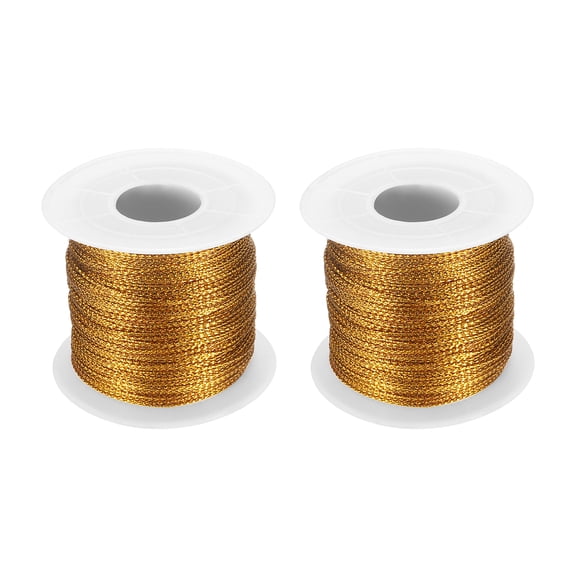 Uxcell Metallic Cord Set 1mm 109 Yards Metallic Ornament String Gold