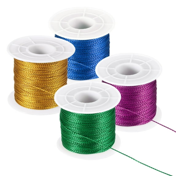 Uxcell Metallic Cord Tinsel Ornament String Tag Cord Non Stretch Twine Thread for Gift Wrapping Craft Jewelry Making Gold/Rose Red/Dark Blue/Green