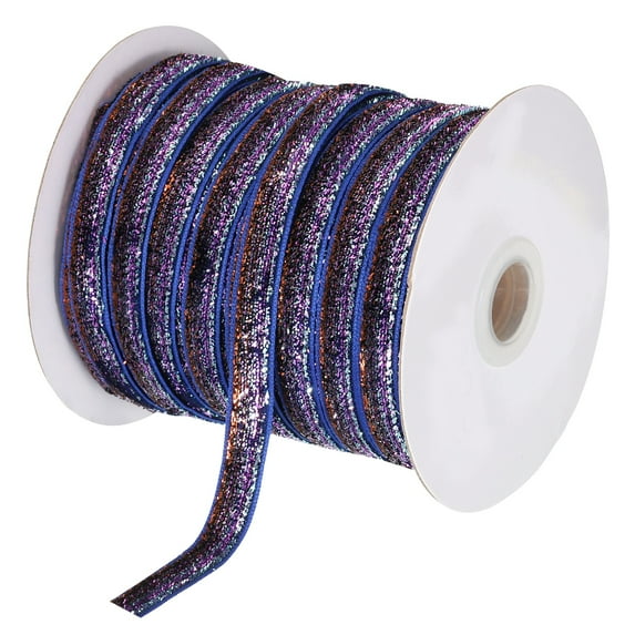 Uxcell Metallic Glitter Velvet Ribbon 3/8" x 50 Yard Single Face Sparkle Ribbon for DIY Crafts Gift Wrapping Light Purple