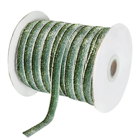 Uxcell Metallic Glitter Velvet Ribbon 3/8" x 50 Yard Single Face Sparkle Ribbon for DIY Crafts Gift Wrapping Green