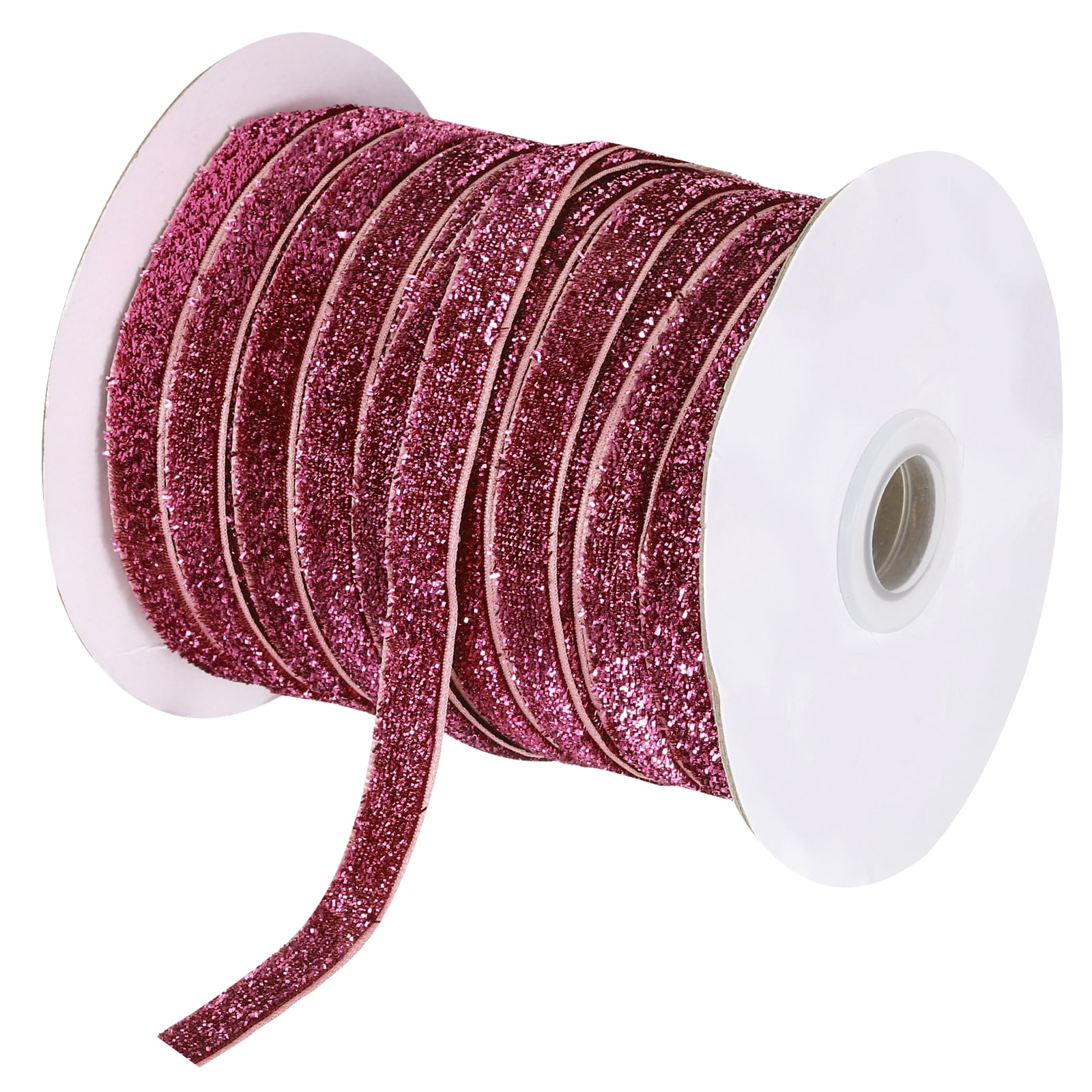 Uxcell Metallic Glitter Velvet Ribbon 3/8 Inch x 50 Yard Single Face ...