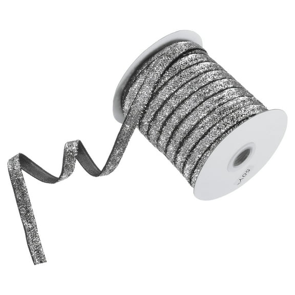 Uxcell Metallic Glitters Velvet Ribbon,3/8 Inch x 50 Yards for Crafts/Gift Wrapping Ribbon Bows[Black Silver]