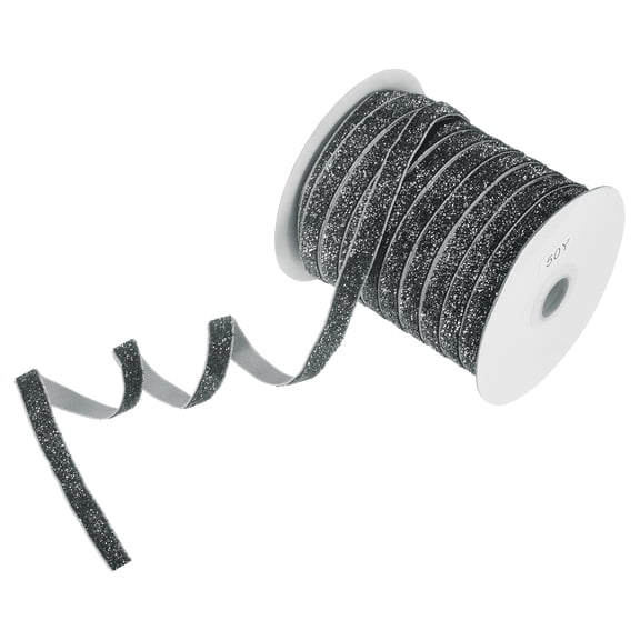 Uxcell Metallic Glitters Velvet Ribbon,3/8 Inch x 50 Yards for Crafts/Gift Wrapping Ribbon Bows[Gray]