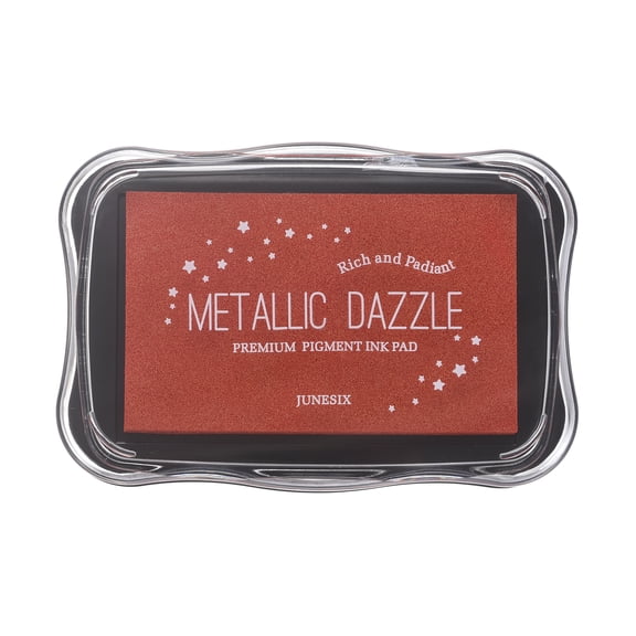 Uxcell Metallic Ink Pads for Stamps, 3.9 x 2.5 Inch Washable Embossing Craft Ink Pad Stamp for Wood, Photo Paper, Fingerprint, DIY Card Making, Golden Red