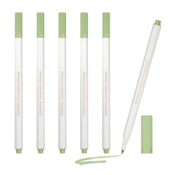 Uxcell Metallic Marker Pens, 6Pcs Permanent Markers Medium Tip Quick Dry Paint Pen on Plastic Wood Stone Glass Canvas DIY Crafts Art Supplies for Drawing Writing Marking, Light Green