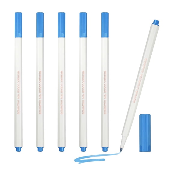 Uxcell Metallic Marker Pens, 6Pcs Permanent Markers Medium Tip Quick Dry Paint Pen on Plastic Wood Stone Glass Canvas DIY Crafts Art Supplies for Drawing Writing Marking, Blue