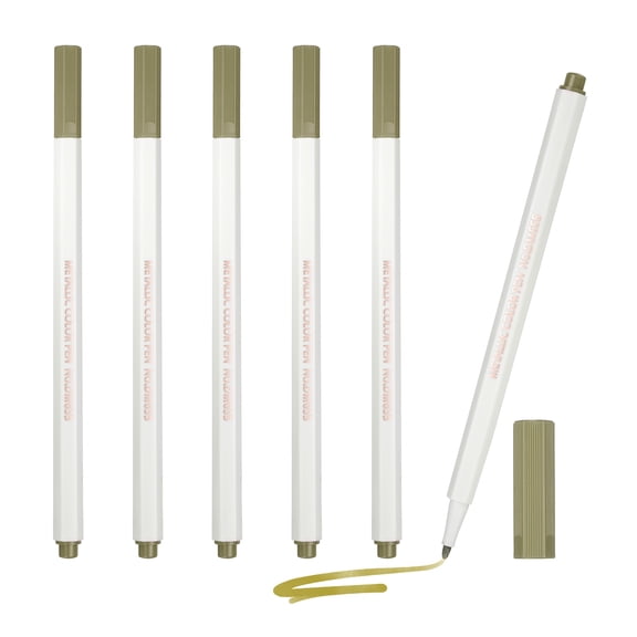 Uxcell Metallic Marker Pens, 6Pcs Permanent Markers Medium Tip Quick Dry Paint Pen on Plastic Wood Stone Glass Canvas DIY Crafts Art Supplies for Drawing Writing Marking, Gold