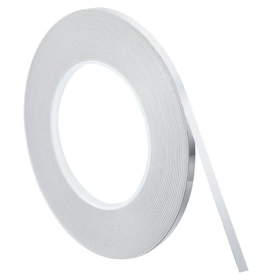 Uxcell Metallic Tape, 0.19 in x 164 ft Self Adhesive Metalized Polyester Film Tape Waterproof Shiny Washi Tape for Walls Graphic Arts Gifts Wrapping Crafts Decoration, Gloss Silver