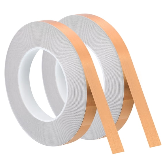 Uxcell Metallic Tape, 0.59 in x 164 ft Self Adhesive Metalized Polyester Film Tape Waterproof Washi Tape for Walls Graphic Arts Gifts Wrapping Crafts Decoration, Brushed Rose Gold, 2 Pcs